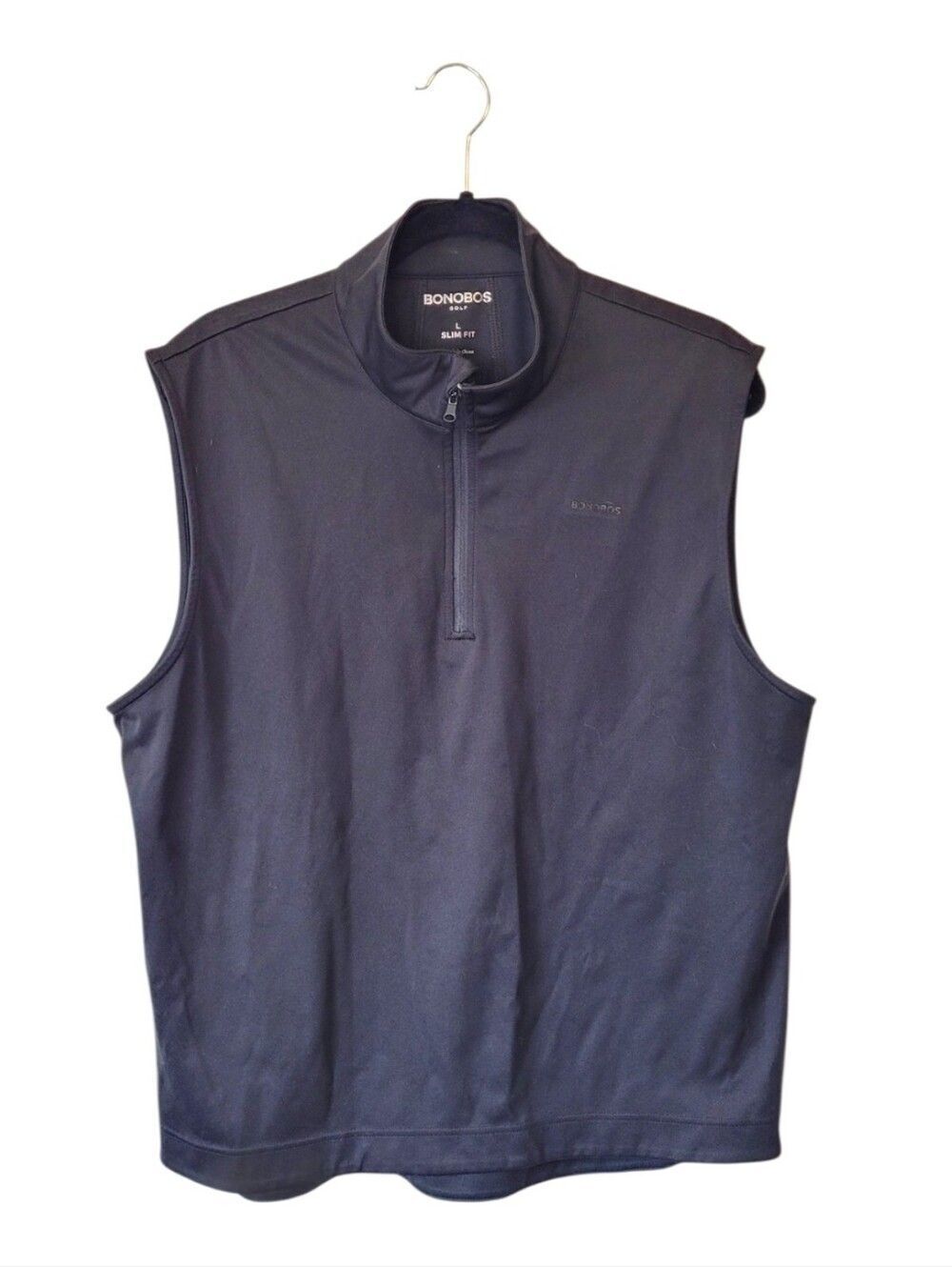 Bonobos Golf Black Slim Fit Quarter-Zip Sleeveless Vest Size L